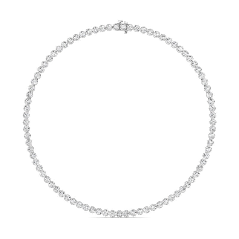 10 Cttw Bezel Set Tennis Necklace in 14K White Gold