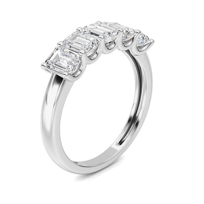 2 Cttw Five Stone Band Ring in 14K White Gold