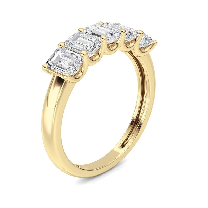 2 Cttw Five Stone Band Ring in 14K White Gold