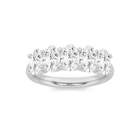 1 Cttw Five Stone Band Ring in 14K White Gold