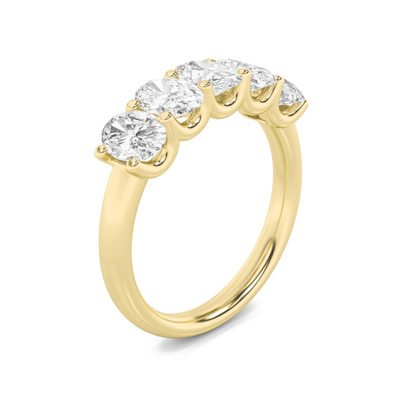 1 Cttw Five Stone Band Ring in 14K White Gold