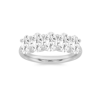 2 Cttw Five Stone Band Ring in 14K White Gold