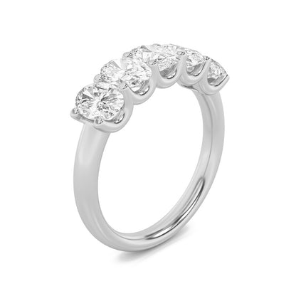 2 Cttw Five Stone Band Ring in 14K White Gold