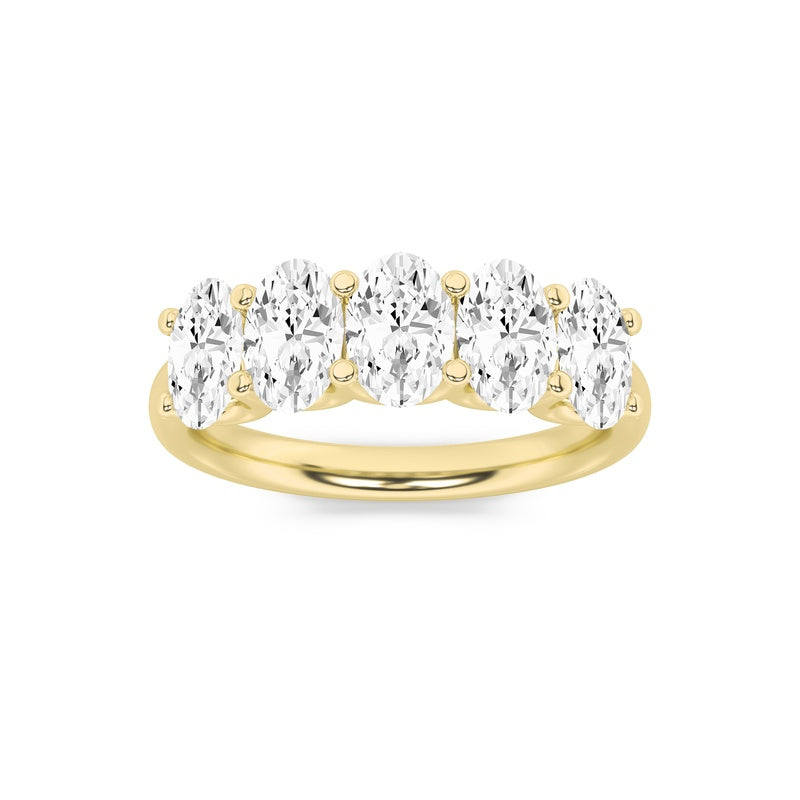 2 Cttw Five Stone Band Ring in 14K White Gold