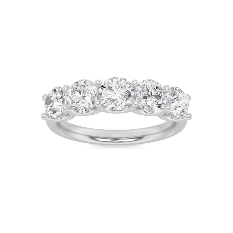 2 Cttw Five Stone Band Ring in 14K White Gold