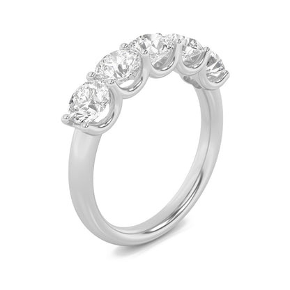 2 Cttw Five Stone Band Ring in 14K White Gold
