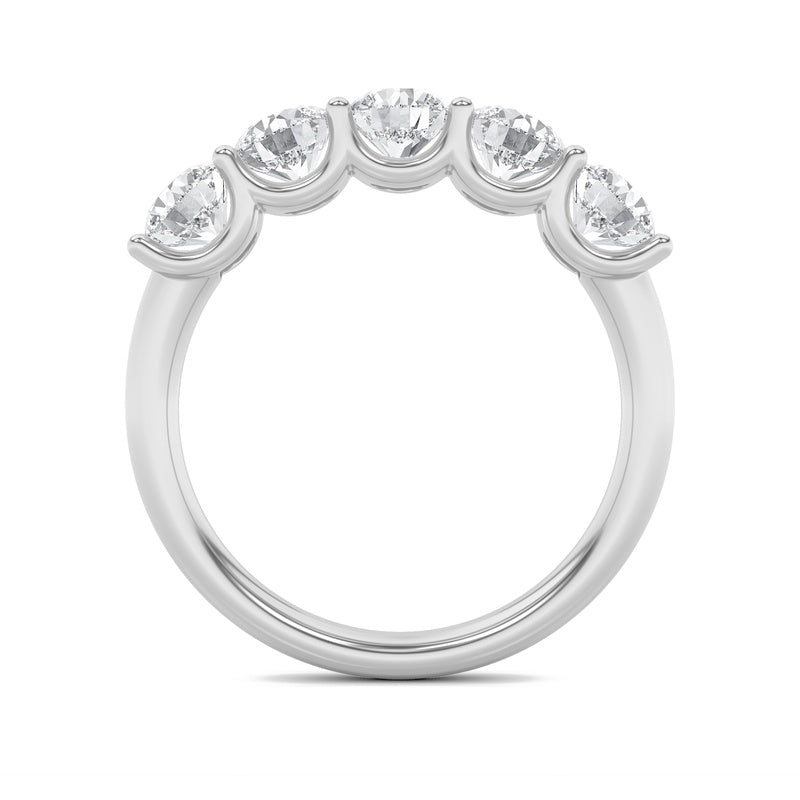 2 Cttw Five Stone Band Ring in 14K White Gold