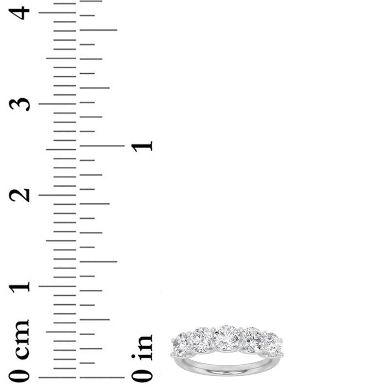 2 Cttw Five Stone Band Ring in 14K White Gold