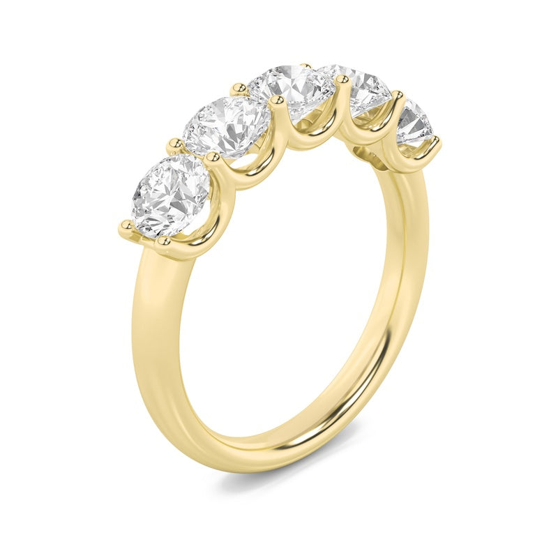 2 Cttw Five Stone Band Ring in 14K White Gold