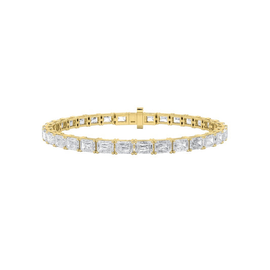 12CTW Emerald Shaped Lab Grown Diamond (F/VS) Tennis Bracelet in 14K Gold