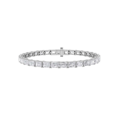 13CTW Emerald Shaped Lab Grown Diamond (F/VS) Classic Line Bracelet in 14K Gold