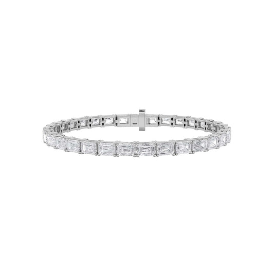13CTW Emerald Shaped Lab Grown Diamond (F/VS) Classic Line Bracelet in 14K Gold