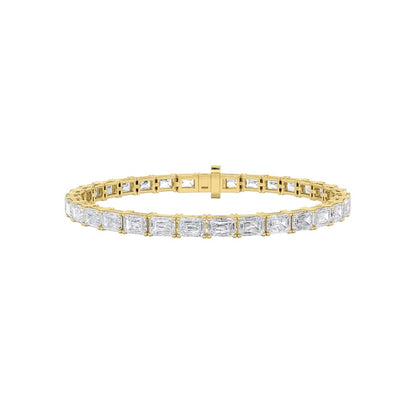 13CTW Emerald Shaped Lab Grown Diamond (F/VS) Classic Line Bracelet in 14K Gold