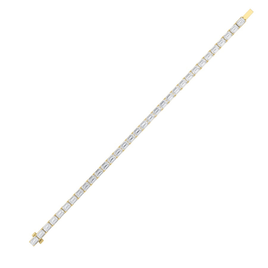 13CTW Emerald Shaped Lab Grown Diamond (F/VS) Classic Line Bracelet in 14K Gold