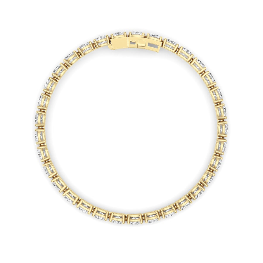 10.5CTW Oval Shaped Lab Grown Diamond (F/VS) Classic Line Bracelet in 14K Gold