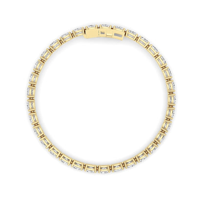 10.5CTW Oval Shaped Lab Grown Diamond (F/VS) Classic Line Bracelet in 14K Gold