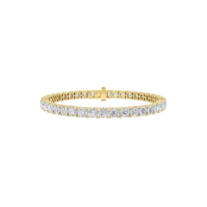 15CTW Round Shaped Lab Grown Diamond (F/VS) Tennis Bracelet in 14K Gold