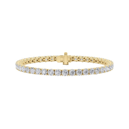 10CTW Round Shaped Lab Grown Diamond (F/VS) Tennis Bracelet in 14K Gold