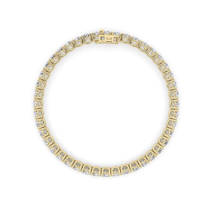 10CTW Round Shaped Lab Grown Diamond (F/VS) Tennis Bracelet in 14K Gold