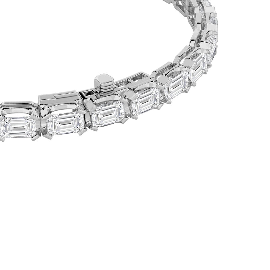 10CTW Emerald Shaped Lab Grown Diamond (F/VS) Tennis Bracelet in 14K Gold