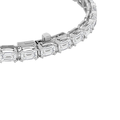 10CTW Emerald Shaped Lab Grown Diamond (F/VS) Tennis Bracelet in 14K Gold