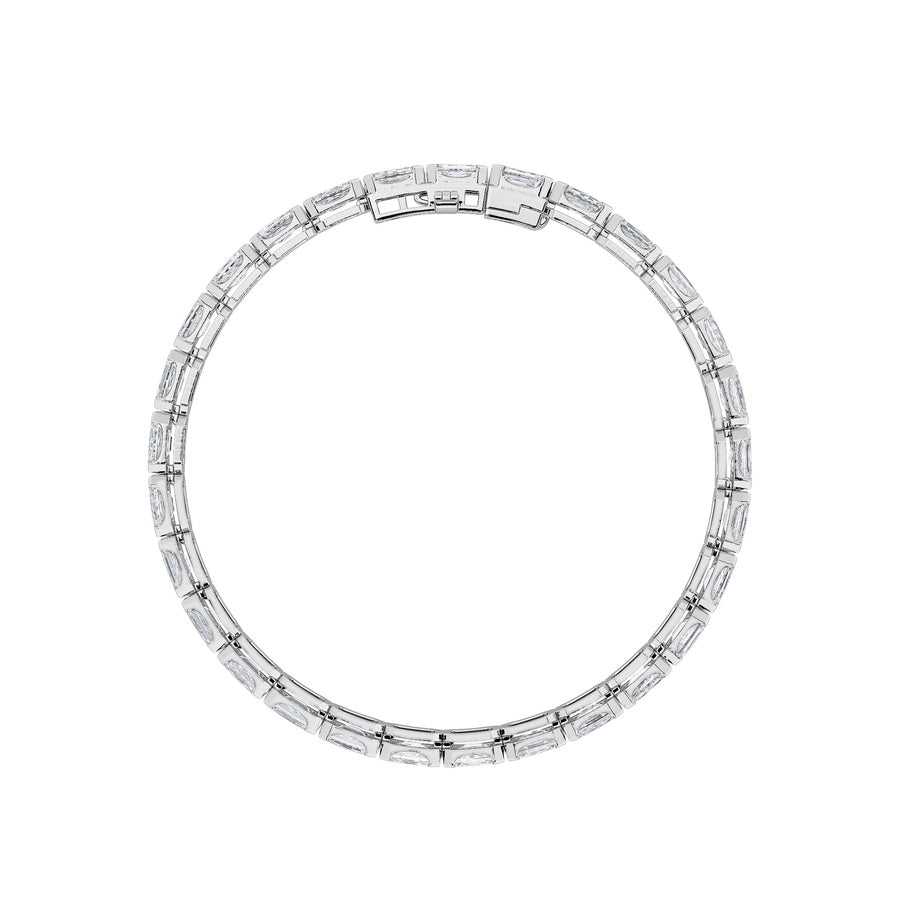 10CTW Emerald Shaped Lab Grown Diamond (F/VS) Tennis Bracelet in 14K Gold