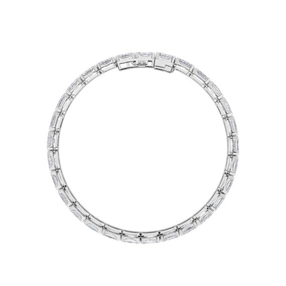10CTW Emerald Shaped Lab Grown Diamond (F/VS) Tennis Bracelet in 14K Gold