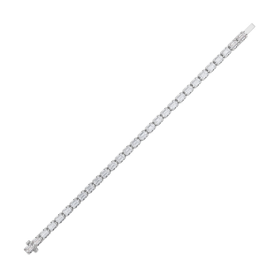 10CTW Emerald Shaped Lab Grown Diamond (F/VS) Tennis Bracelet in 14K Gold