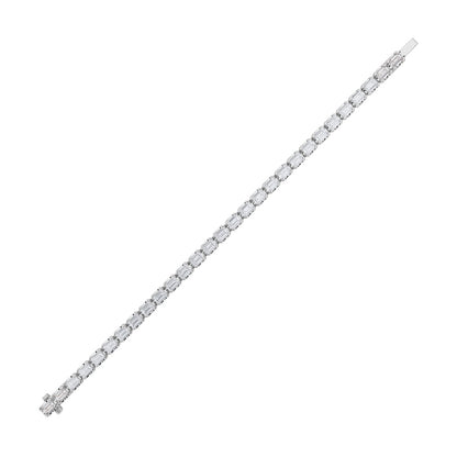 10CTW Emerald Shaped Lab Grown Diamond (F/VS) Tennis Bracelet in 14K Gold