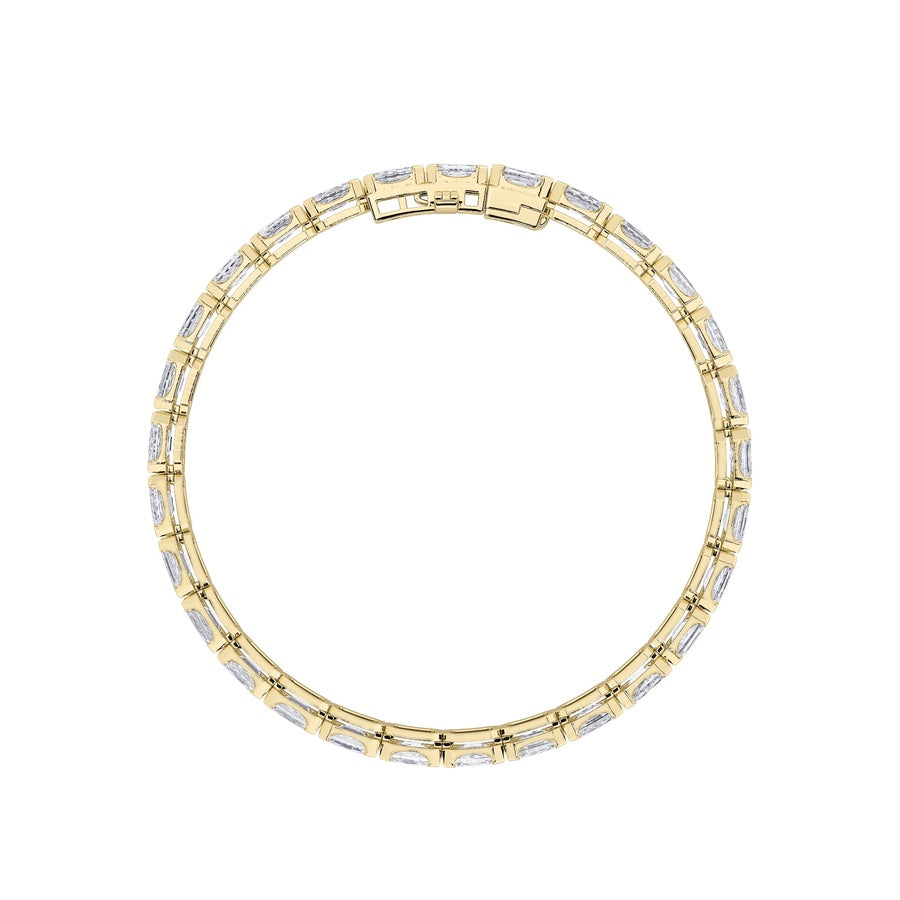 10CTW Emerald Shaped Lab Grown Diamond (F/VS) Tennis Bracelet in 14K Gold