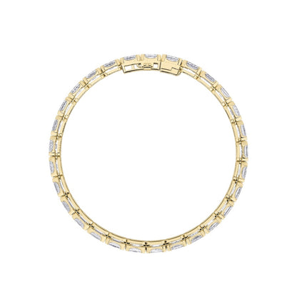10CTW Emerald Shaped Lab Grown Diamond (F/VS) Tennis Bracelet in 14K Gold