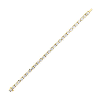 10CTW Emerald Shaped Lab Grown Diamond (F/VS) Tennis Bracelet in 14K Gold