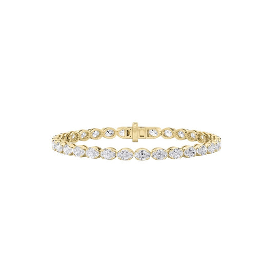 10.5CTW Oval Shaped Lab Grown Diamond (F/VS) Bracelet in 14K Gold