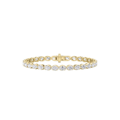 5.5CTW Oval Shaped Lab Grown Diamond (F/VS) Tennis Bracelet in 14K Gold