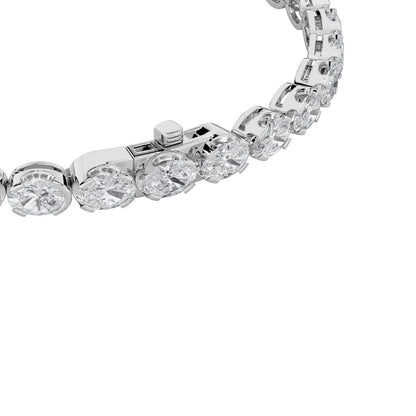7CTW Oval Shaped Lab Grown Diamond (F/VS) Tennis Bracelet in 14K Gold