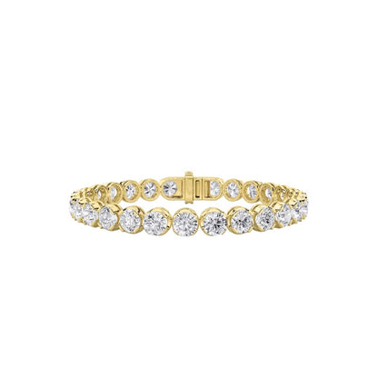 15CTW Round Shaped Lab Grown Diamond (F/VS) Bracelet in 14K Gold