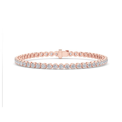 3CTW Round Shaped Lab Grown Diamond (F/VS) Tennis Bracelet in 14K Gold