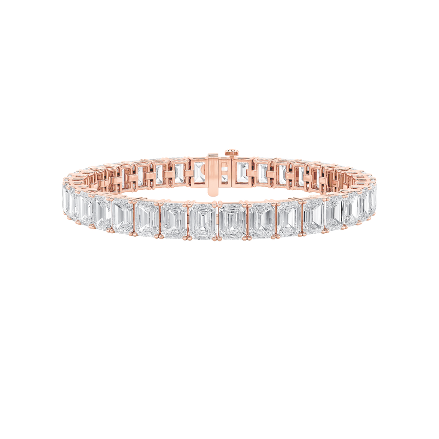 21.5CTW Emerald Shaped Lab Grown Diamond (G/VS) East West Line Bracelet in 14K Gold