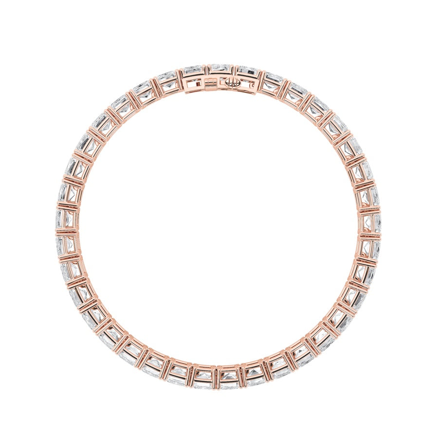21.5CTW Emerald Shaped Lab Grown Diamond (G/VS) East West Line Bracelet in 14K Gold