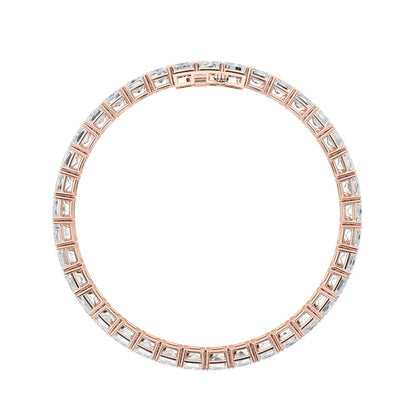 21.5CTW Emerald Shaped Lab Grown Diamond (G/VS) East West Line Bracelet in 14K Gold