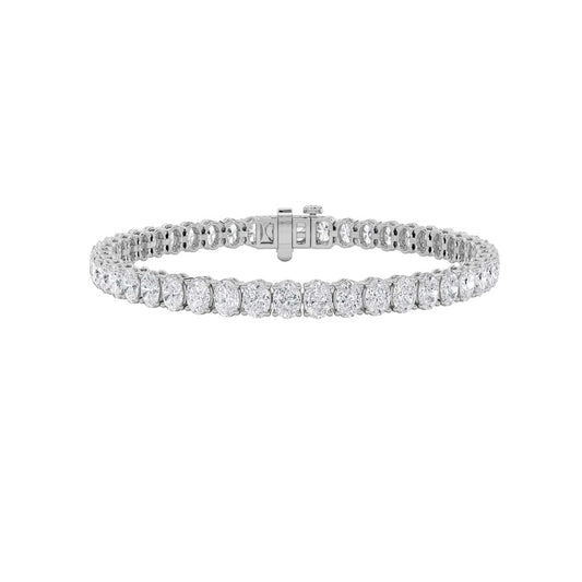 10CTW Oval Shaped Lab Grown Diamond (F/VS) East West Line Bracelet in 14K Gold