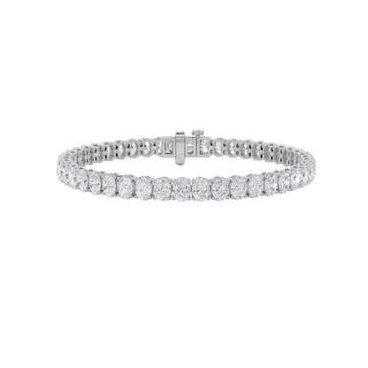 12.5CTW Oval Shaped Lab Grown Diamond (F/VS) East West Line Bracelet in 14K Gold