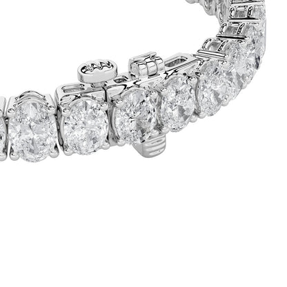 12.5CTW Oval Shaped Lab Grown Diamond (F/VS) East West Line Bracelet in 14K Gold