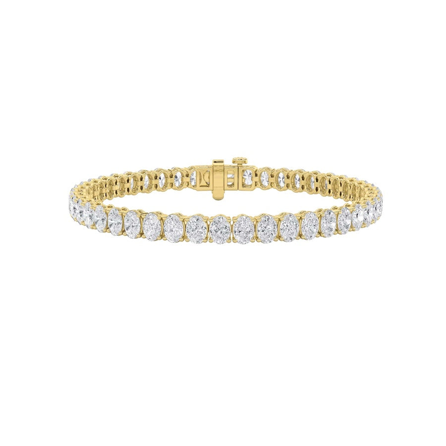 12.5CTW Oval Shaped Lab Grown Diamond (F/VS) East West Line Bracelet in 14K Gold