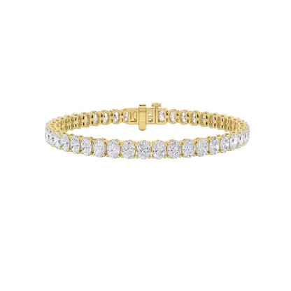 12.5CTW Oval Shaped Lab Grown Diamond (F/VS) East West Line Bracelet in 14K Gold