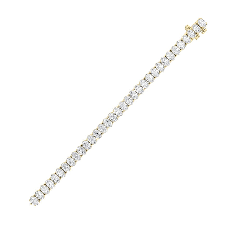 12.5CTW Oval Shaped Lab Grown Diamond (F/VS) East West Line Bracelet in 14K Gold