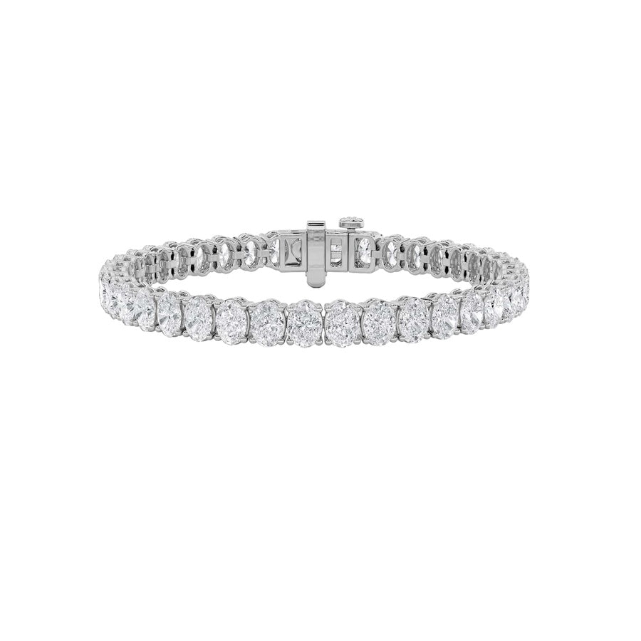15CTW Oval Shaped Lab Grown Diamond (F/VS) East West Line Bracelet in 14K Gold