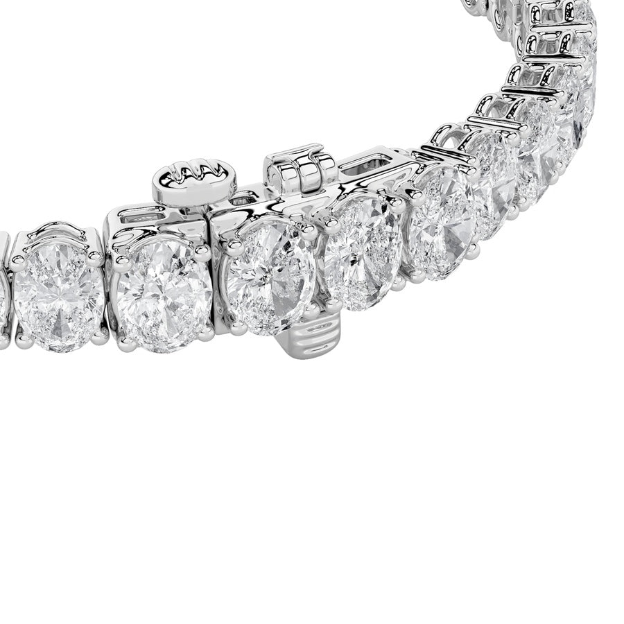15CTW Oval Shaped Lab Grown Diamond (F/VS) East West Line Bracelet in 14K Gold
