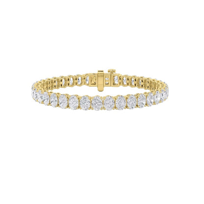 15CTW Oval Shaped Lab Grown Diamond (F/VS) East West Line Bracelet in 14K Gold