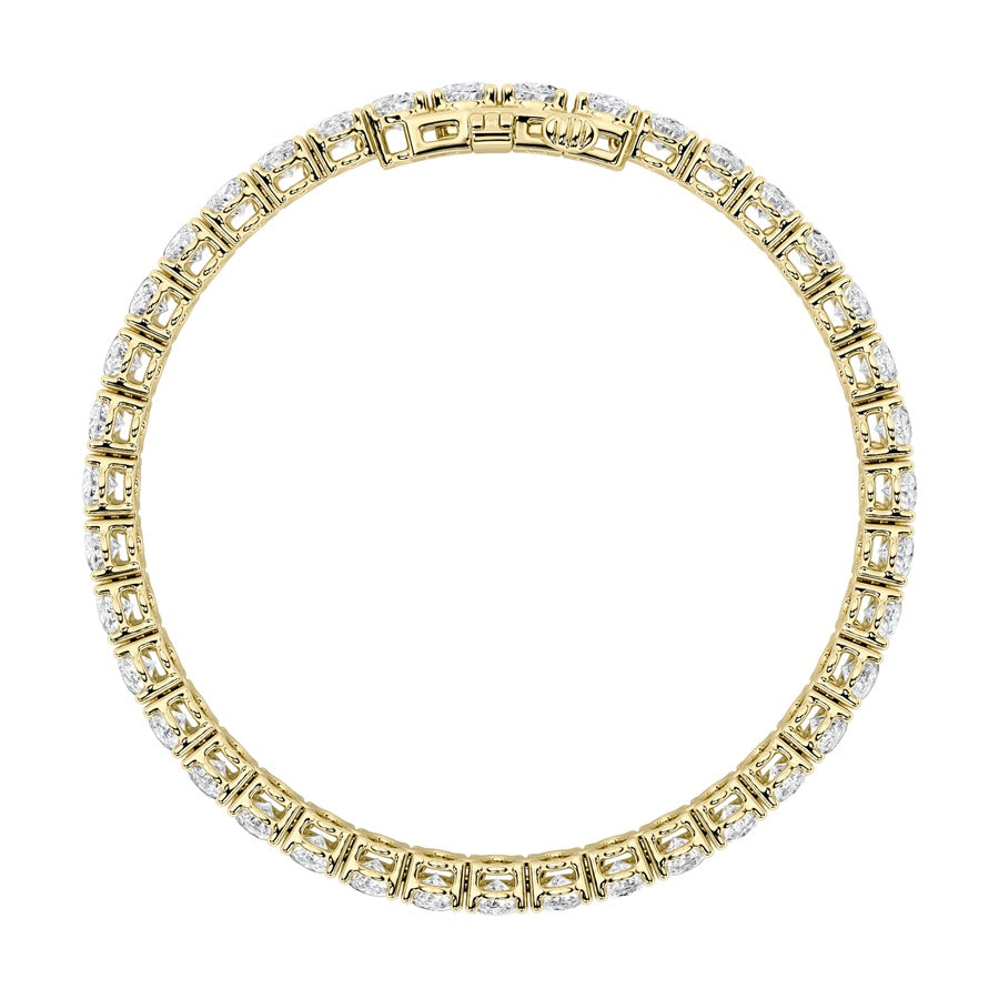 15CTW Oval Shaped Lab Grown Diamond (F/VS) East West Line Bracelet in 14K Gold